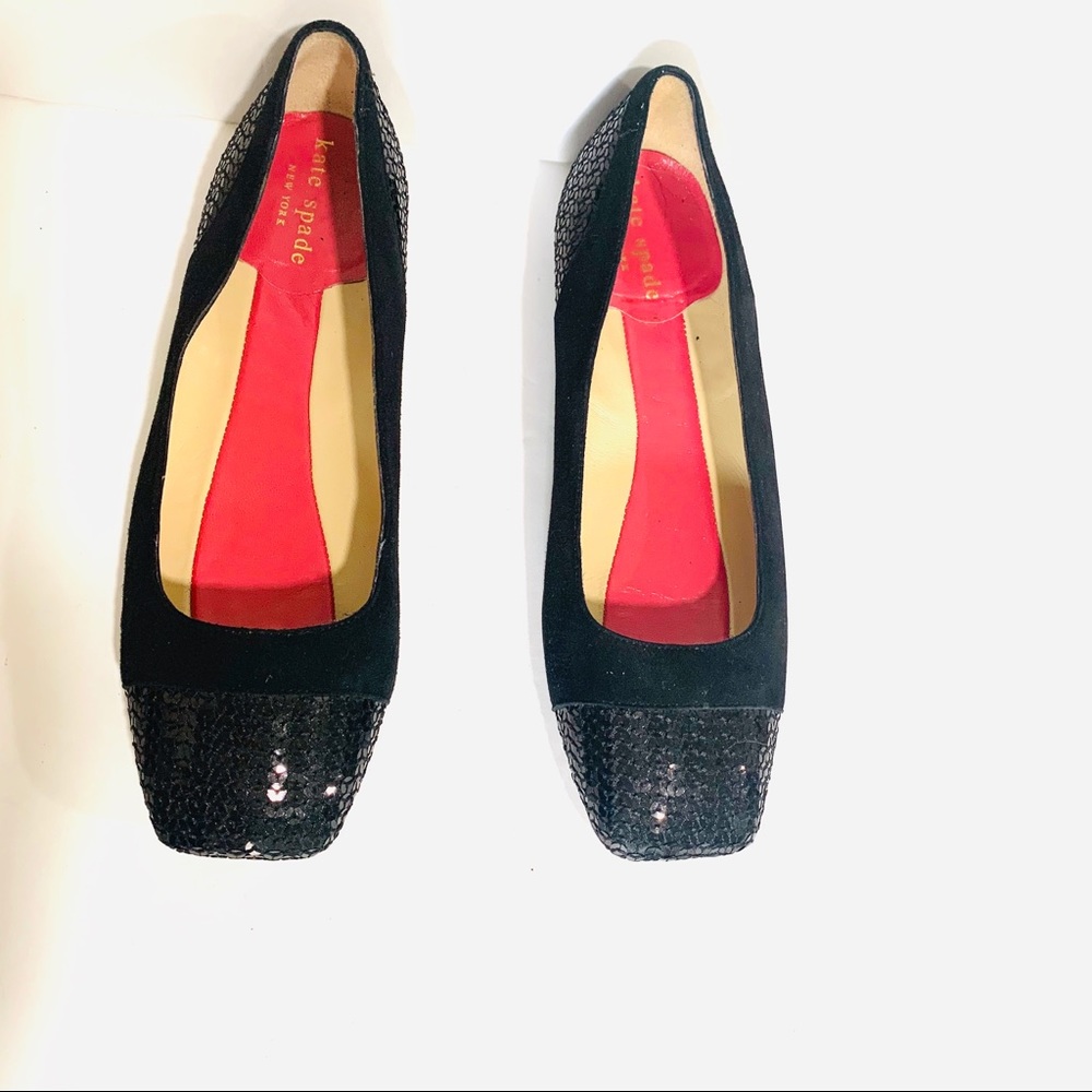 Kate Spade Sequin Leather Square Toe Ballet Flat